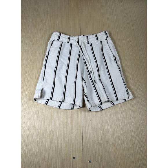 Free Planet Other - Free Planet Sweat Shorts Mens Medium White Black Striped Fleece Lined Drawstring
